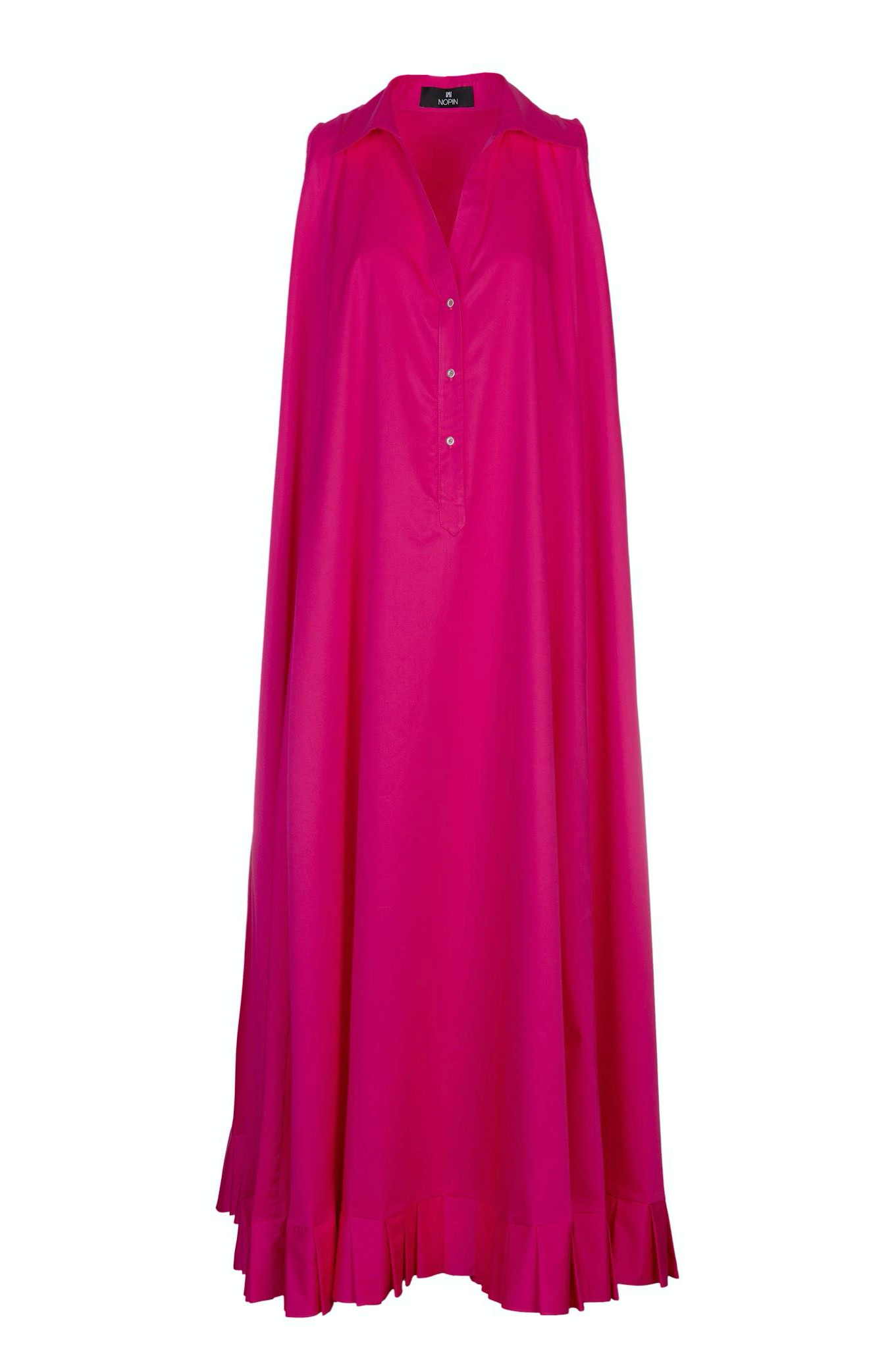 Long Wide Pink Dress with Pleats