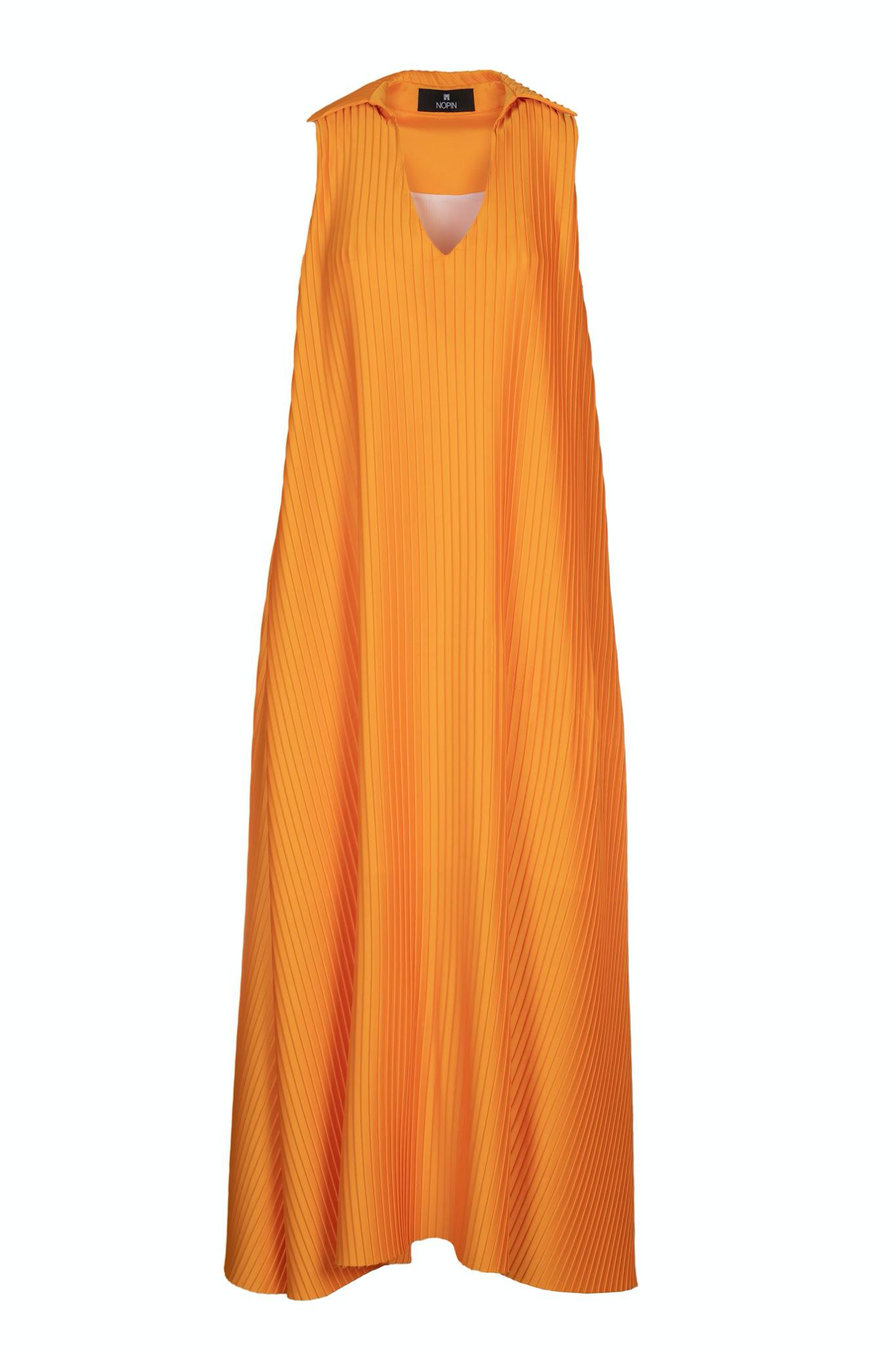 Long Pleated Orange Dress