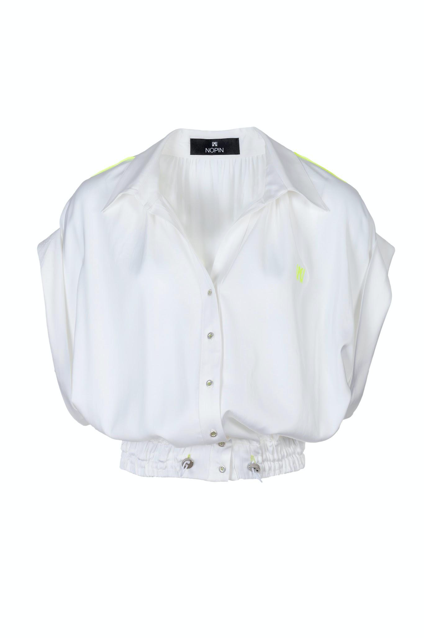 White Ruffled Shirt with Elastic