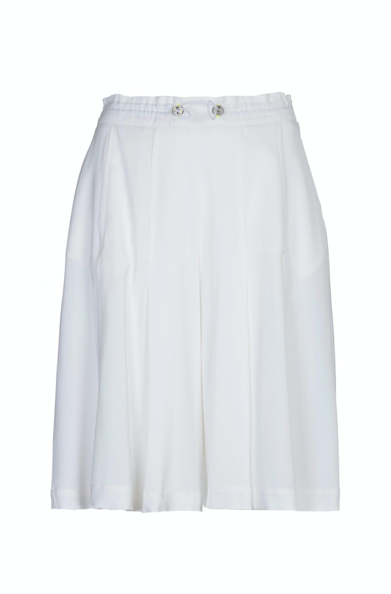 White Bermuda Shorts with Pleats and Slits