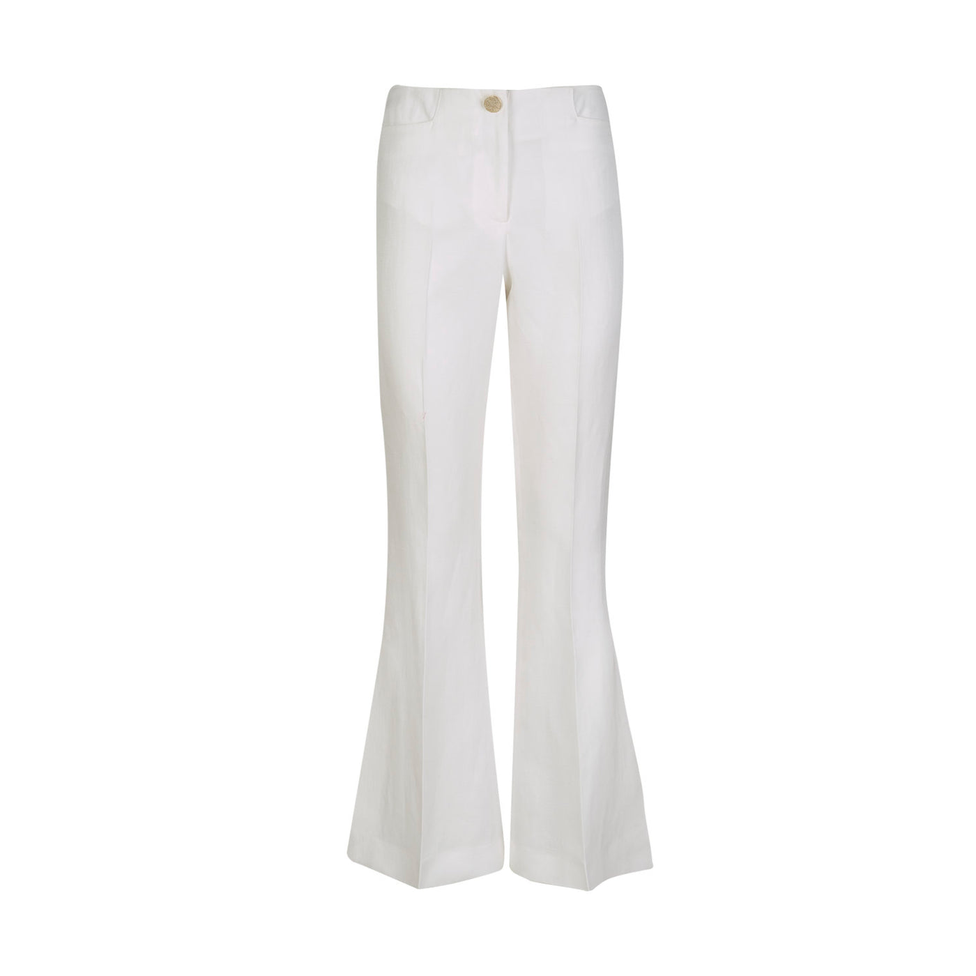 White Lyocell and Linen Flare Pants