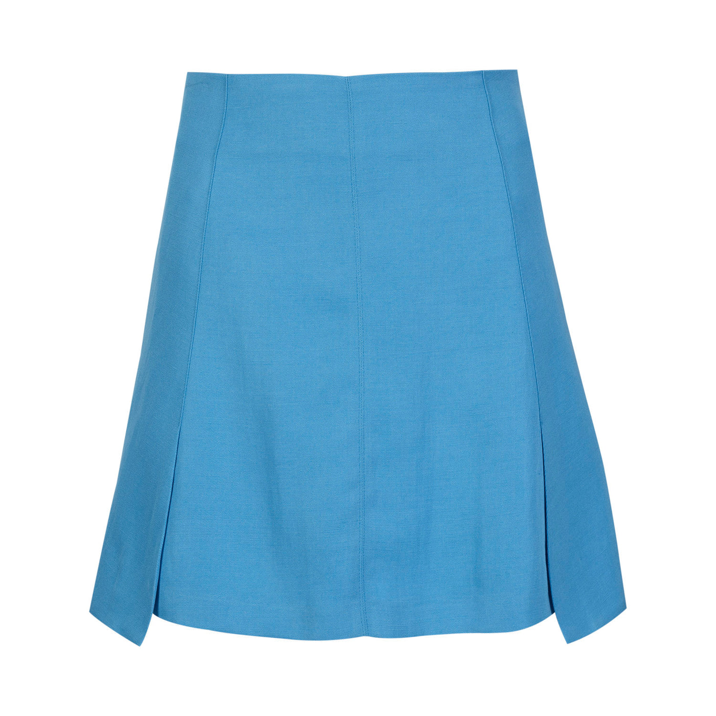 Blue Lyocell and Linen A-Cut Skirt