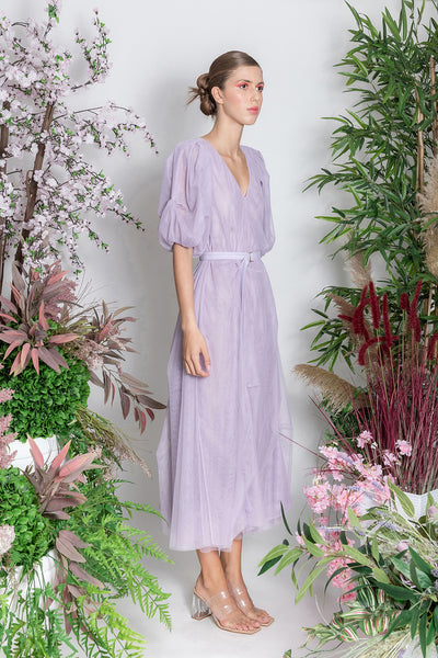 Lilac Recycled Tulle Dress with Belt