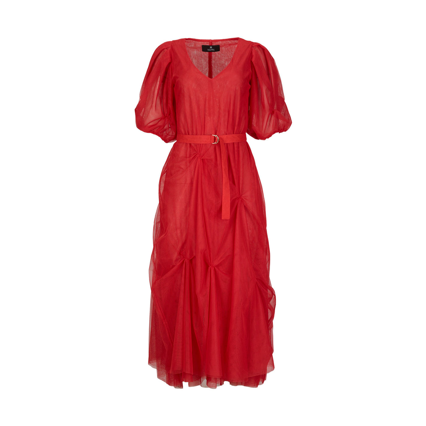 Orange Recycled Tulle Dress with Belt