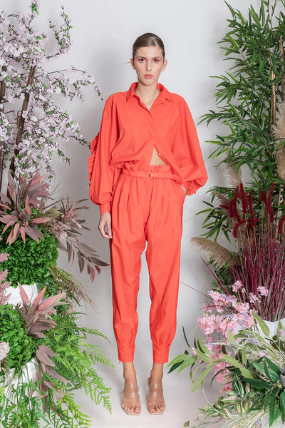 Orange Oversized Shirt with Frill on the back