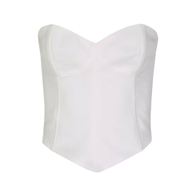 White Lyocell and Linen Bandeau Corset