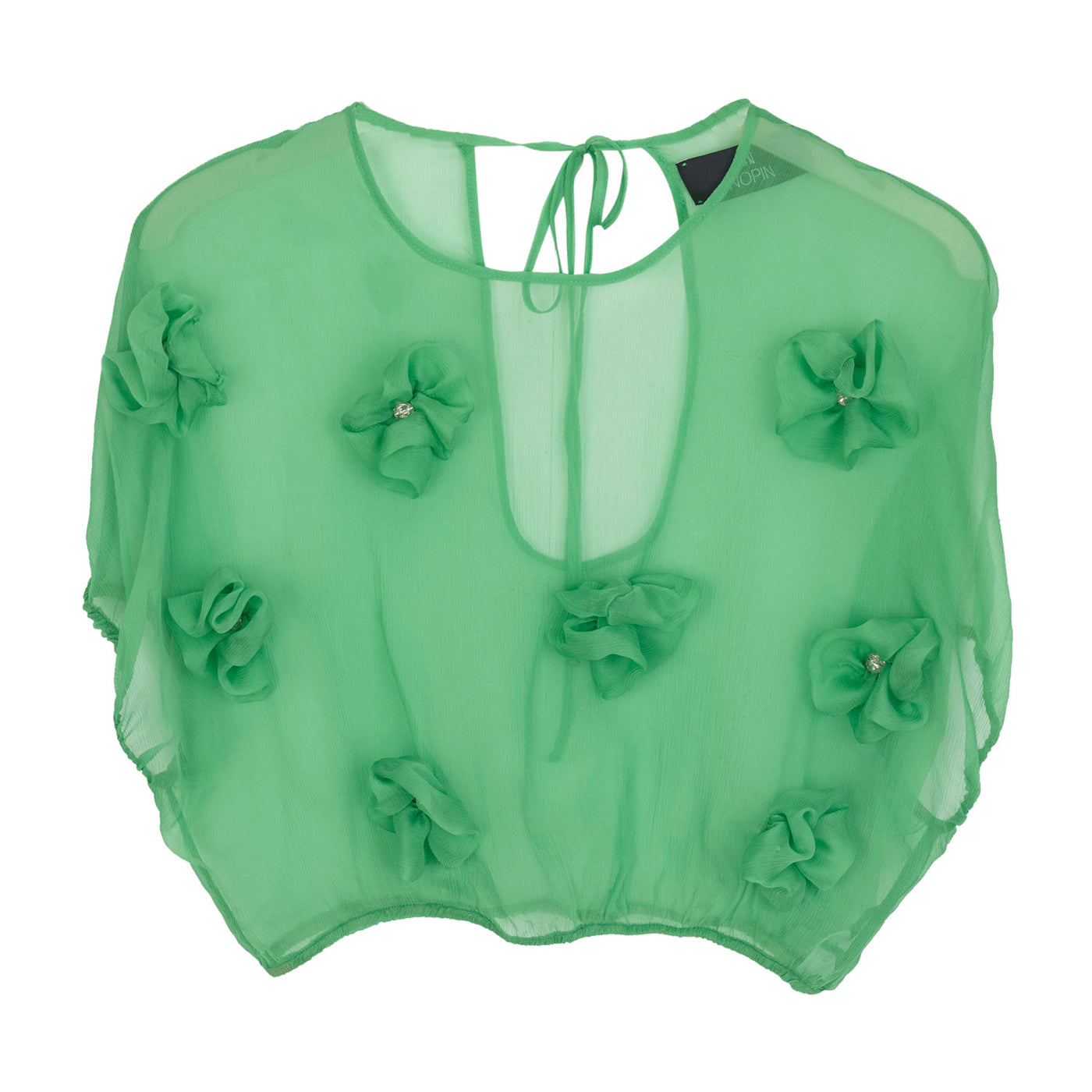 Green Silk Flower Blouse