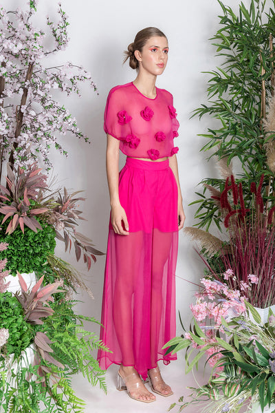 Pink Silk Flower Blouse