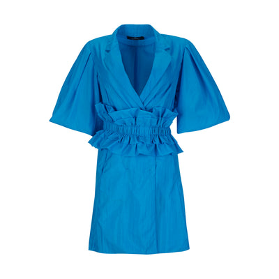 Blue Blazer Dress with Frill Belt