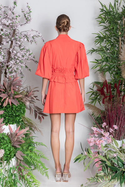 Orange Blazer Dress with Frill Belt