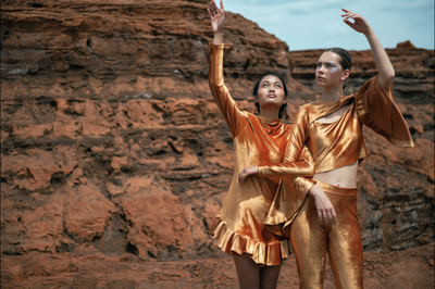Bronze Velvet Bell Pants