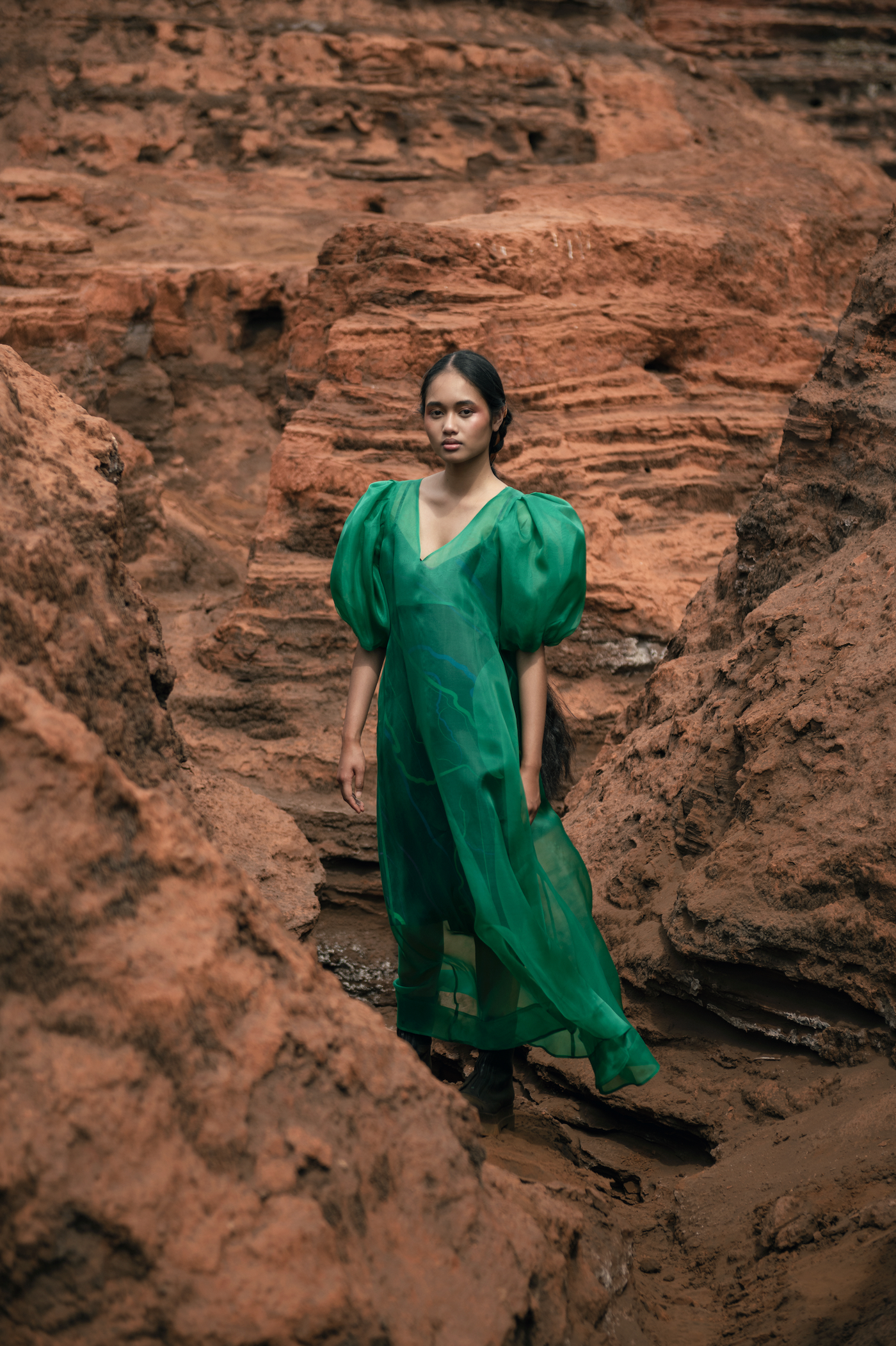 Green Silk Organza Dress