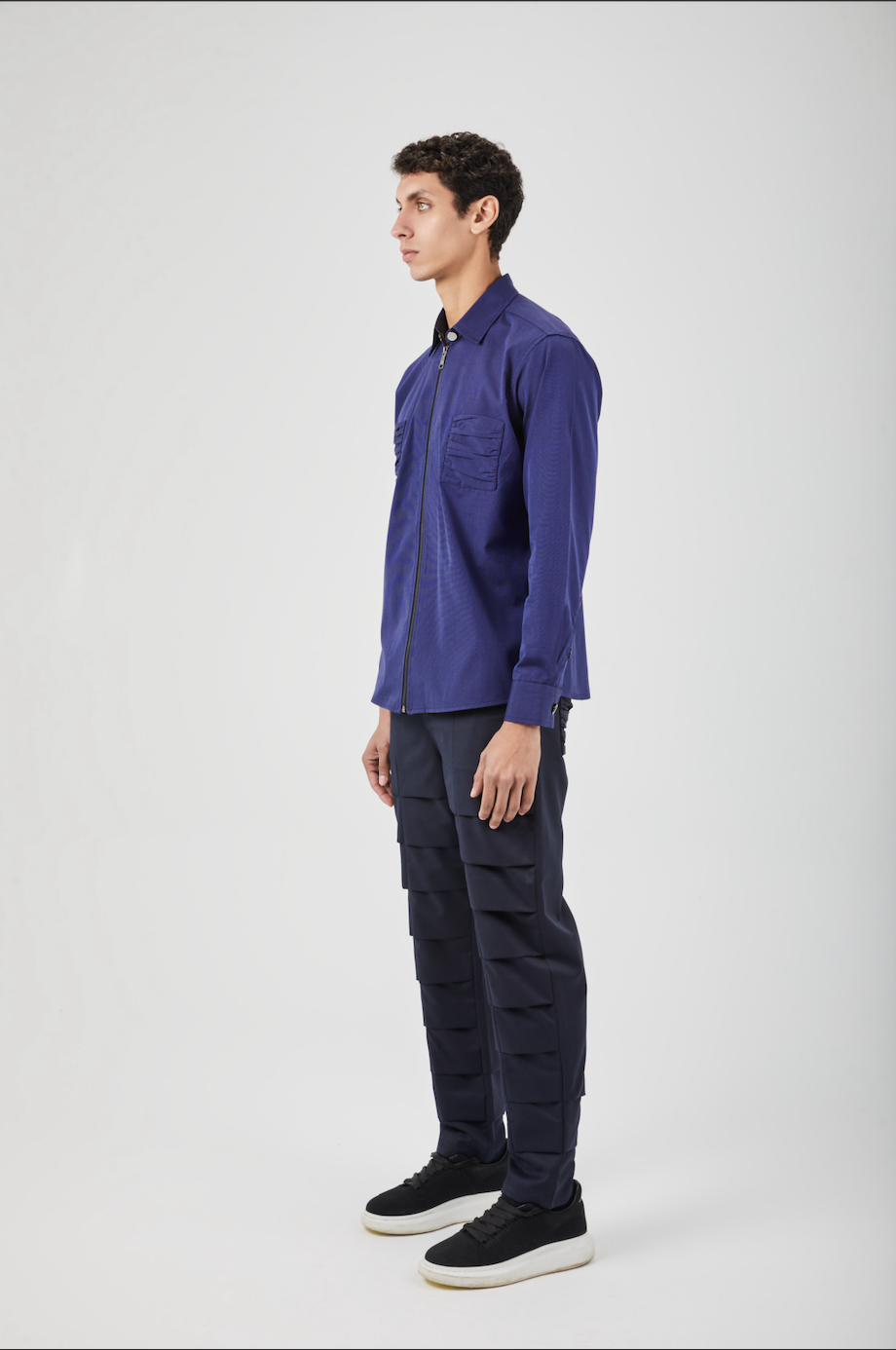 Navy Zip Fastening Shirt - Karim Maher - The Clothing Lounge