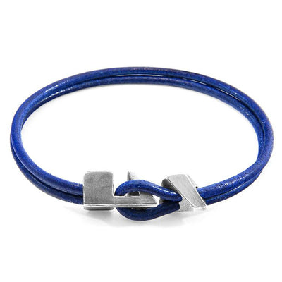 AZURE BLUE BRIXHAM SILVER AND ROUND LEATHER BRACELET - The Clothing LoungeANCHOR & CREW