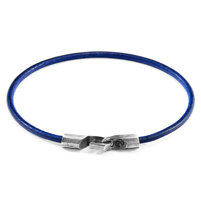 AZURE BLUE TALBOT SILVER AND ROUND LEATHER BRACELET - The Clothing LoungeANCHOR & CREW