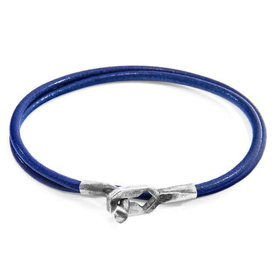AZURE BLUE TENBY SILVER AND ROUND LEATHER BRACELET - The Clothing LoungeANCHOR & CREW