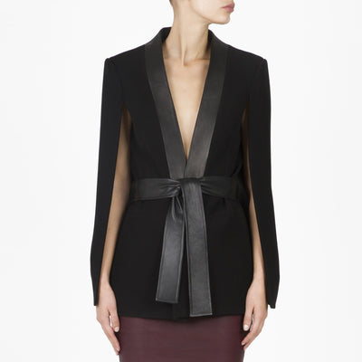 Belted Crepe Cape Blazer - The Clothing LoungePEARL AND RUBIES