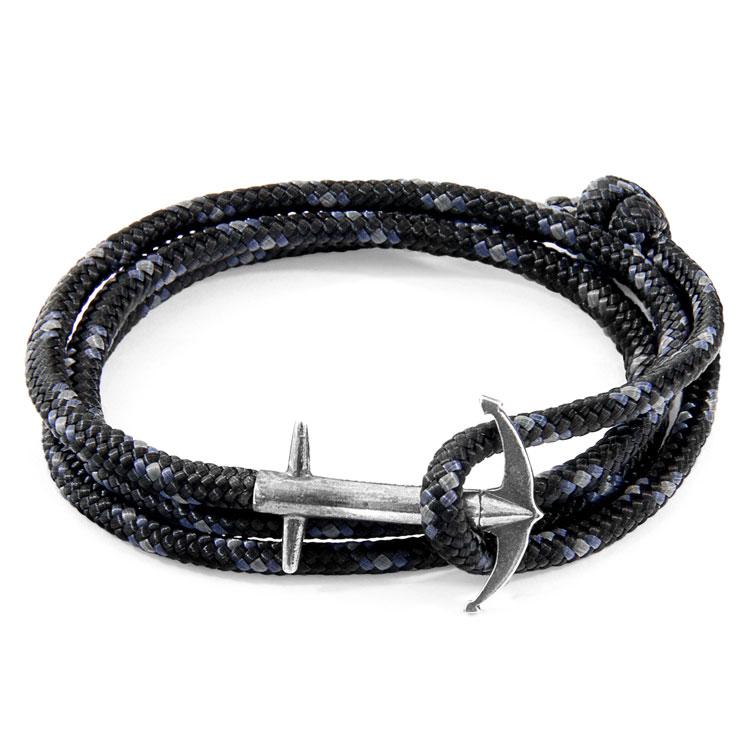 BLACK ADMIRAL ANCHOR SILVER AND ROPE BRACELET - The Clothing LoungeANCHOR & CREW