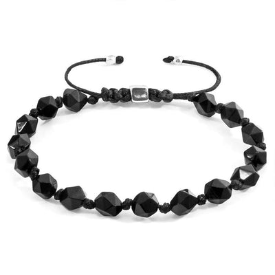 BLACK AGATE ZEBEDEE SILVER AND STONE BEADED MACRAME BRACELET - The Clothing LoungeANCHOR & CREW