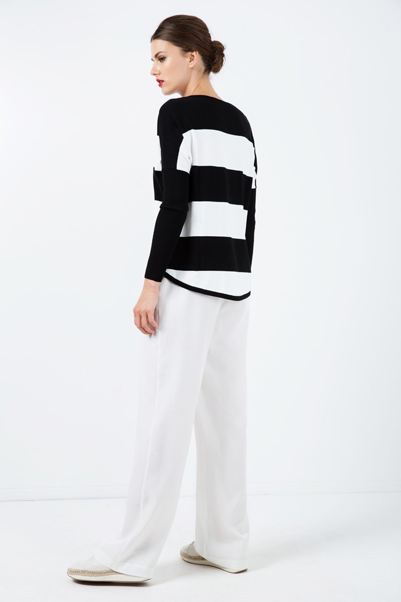 Black and White Striped Sweater - Conquista Fashion - The Clothing LoungeConquista Fashion