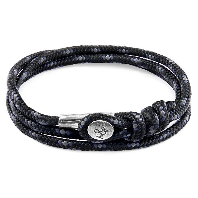 BLACK DUNDEE SILVER AND ROPE BRACELET - The Clothing LoungeANCHOR & CREW