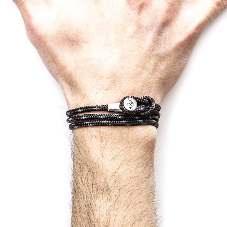 BLACK DUNDEE SILVER AND ROPE BRACELET - The Clothing LoungeANCHOR & CREW