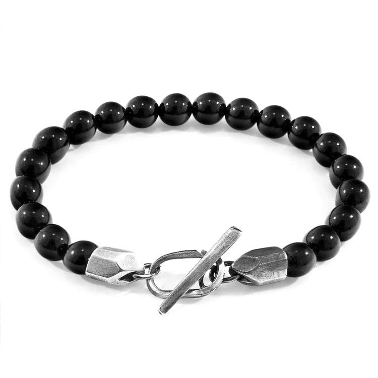 BLACK ONYX TINAGO SILVER AND STONE BEADED BRACELET - The Clothing LoungeANCHOR & CREW