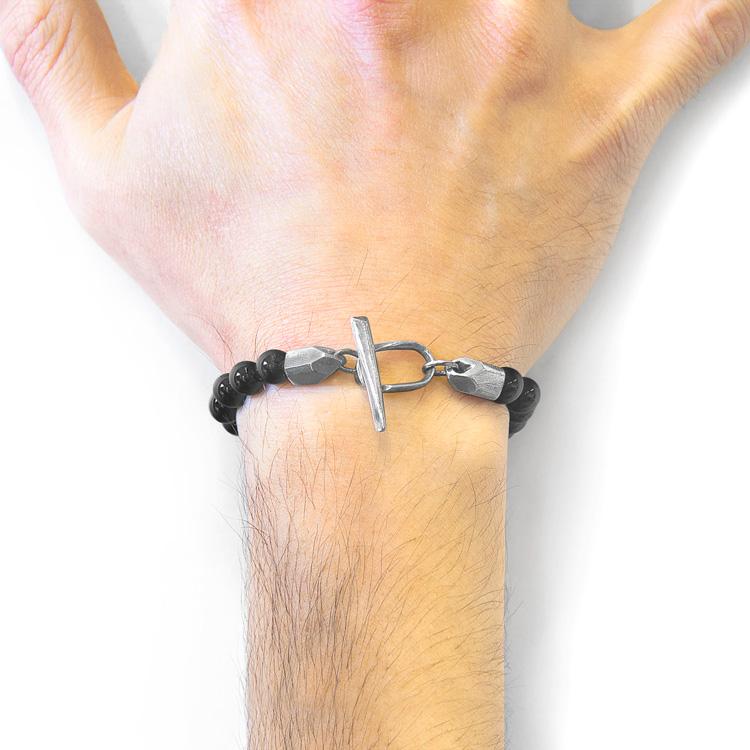 BLACK ONYX TINAGO SILVER AND STONE BEADED BRACELET - The Clothing LoungeANCHOR & CREW