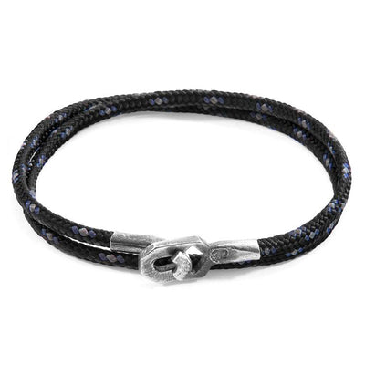 BLACK TENBY SILVER AND ROPE BRACELET - The Clothing LoungeANCHOR & CREW