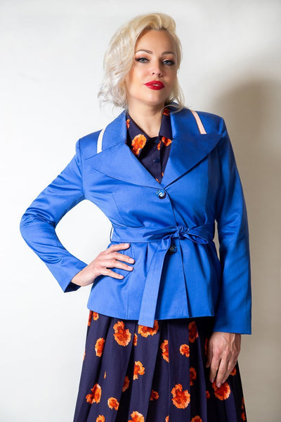 Blue Cotton Jacket with belt - The Clothing LoungeModa De La Maria