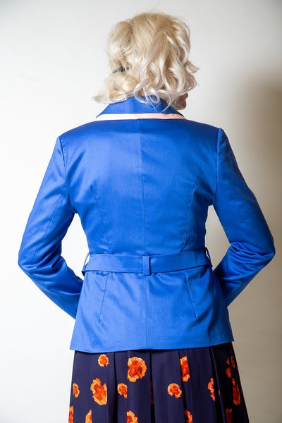 Blue Cotton Jacket with belt - The Clothing LoungeModa De La Maria