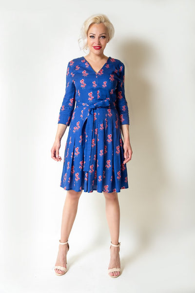 Blue Cotton Printed Dress - The Clothing LoungeModa De La Maria