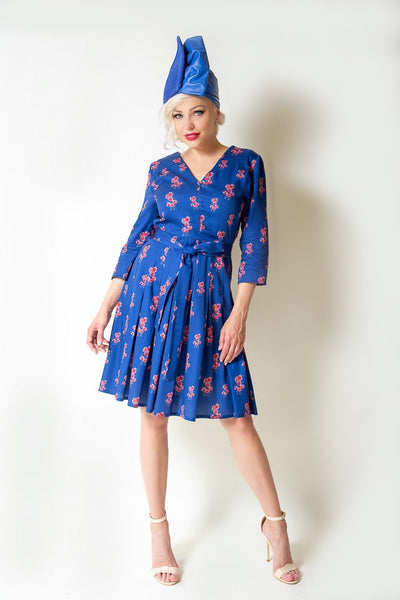 Blue Cotton Printed Dress - The Clothing LoungeModa De La Maria