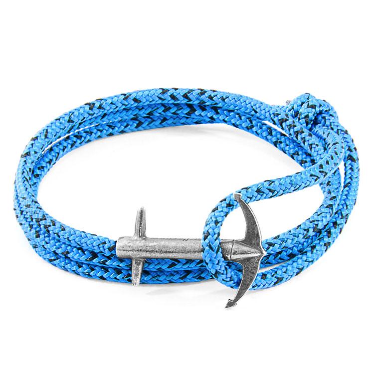 BLUE NOIR ADMIRAL ANCHOR SILVER AND ROPE BRACELET - The Clothing LoungeANCHOR & CREW