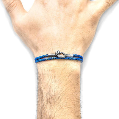 BLUE NOIR TENBY SILVER AND ROPE BRACELET - The Clothing LoungeANCHOR & CREW