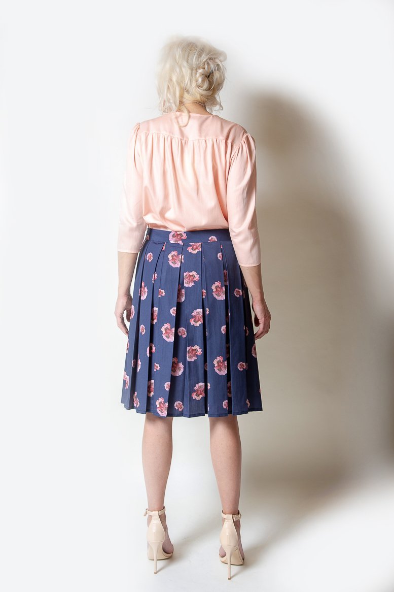 Blue Pleated Skirt - The Clothing LoungeModa De La Maria