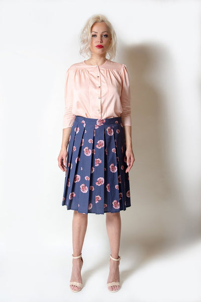 Blue Pleated Skirt - The Clothing LoungeModa De La Maria