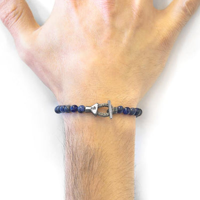 BLUE SODALITE MANTARO SILVER AND STONE BRACELET - The Clothing LoungeANCHOR & CREW