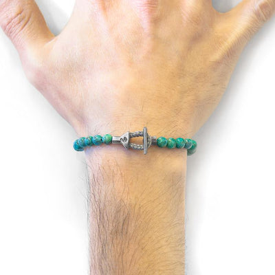 BLUE TURQUOISE MANTARO SILVER AND STONE BRACELET - The Clothing LoungeANCHOR & CREW
