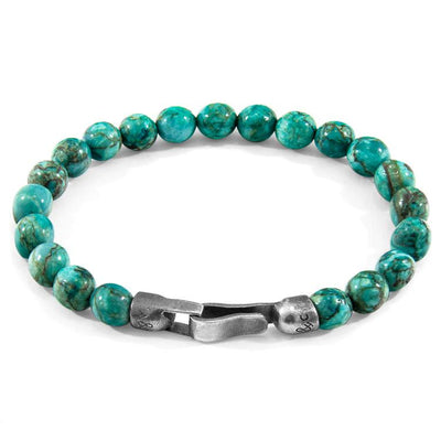 BLUE TURQUOISE NACHI SILVER AND STONE BEADED BRACELET - The Clothing LoungeANCHOR & CREW