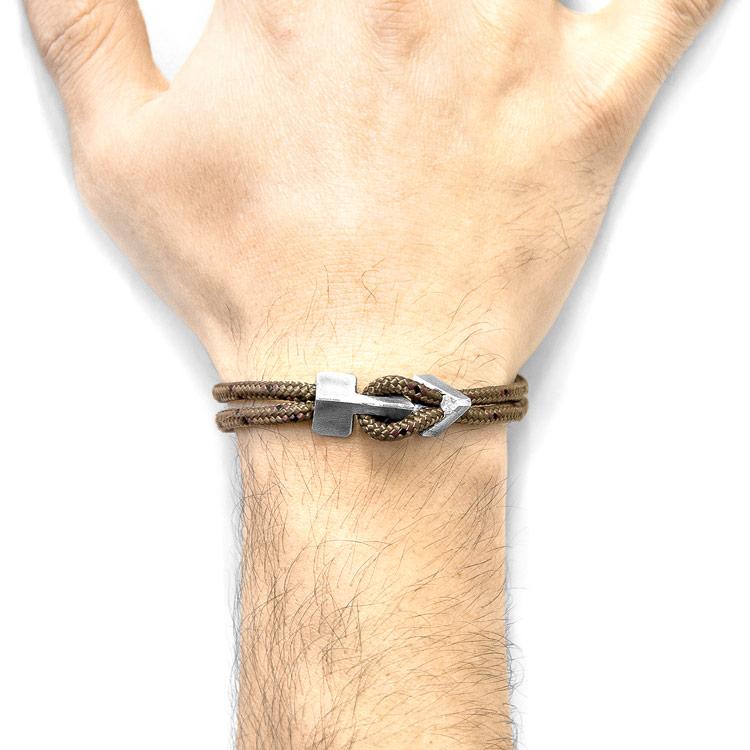 BROWN BRIXHAM SILVER AND ROPE BRACELET - The Clothing LoungeANCHOR & CREW