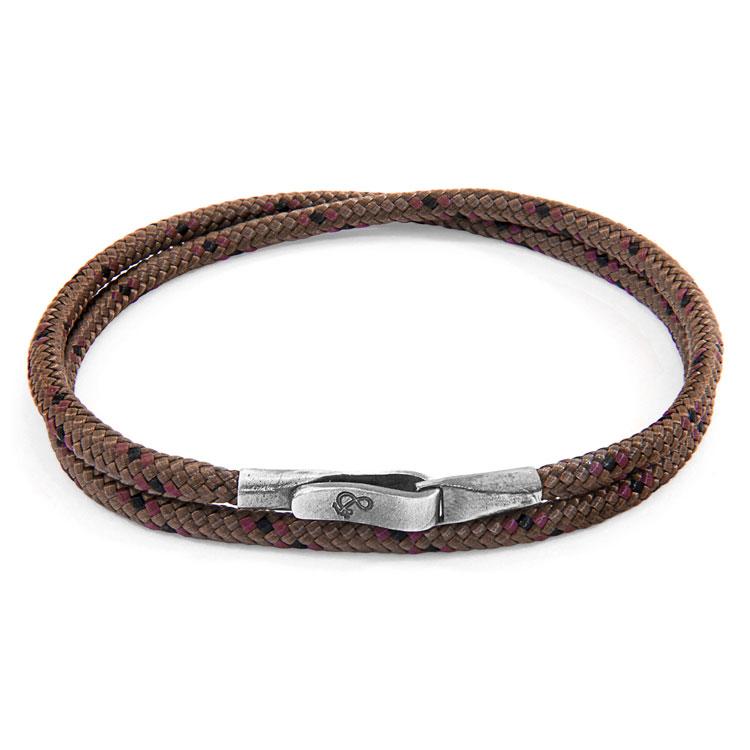 BROWN LIVERPOOL SILVER AND ROPE BRACELET - The Clothing LoungeANCHOR & CREW