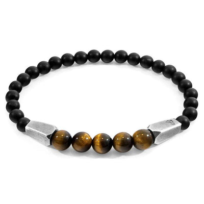 BROWN TIGERS EYE HUKOU SILVER AND STONE BRACELET - The Clothing LoungeANCHOR & CREW