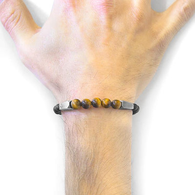 BROWN TIGERS EYE HUKOU SILVER AND STONE BRACELET - The Clothing LoungeANCHOR & CREW