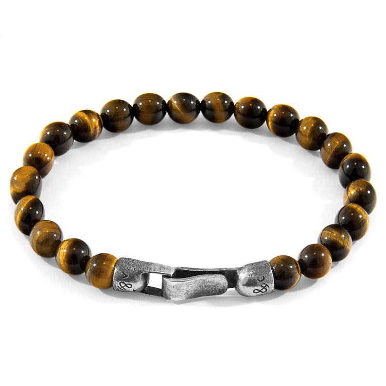 BROWN TIGERS EYE NACHI SILVER AND STONE BEADED BRACELET - The Clothing LoungeANCHOR & CREW