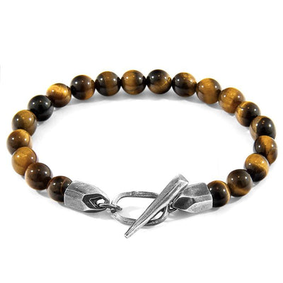 BROWN TIGERS EYE TINAGO SILVER AND STONE BEADED BRACELET - The Clothing LoungeANCHOR & CREW