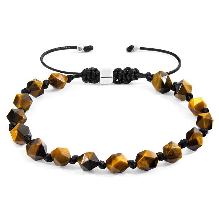 BROWN TIGERS EYE ZEBEDEE SILVER AND STONE BEADED MACRAME BRACELET - The Clothing LoungeANCHOR & CREW