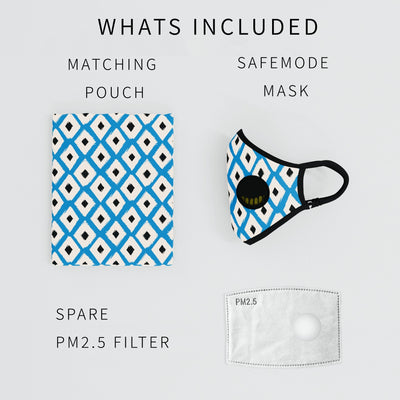 Chequered Blue Print Face Mask - The Clothing LoungeWIINO
