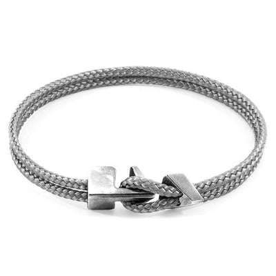 CLASSIC GREY BRIXHAM SILVER AND ROPE BRACELET - The Clothing LoungeANCHOR & CREW