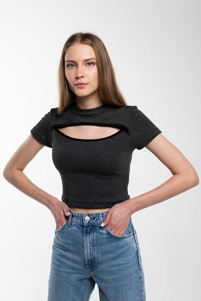 Cut-Out Knit Tee